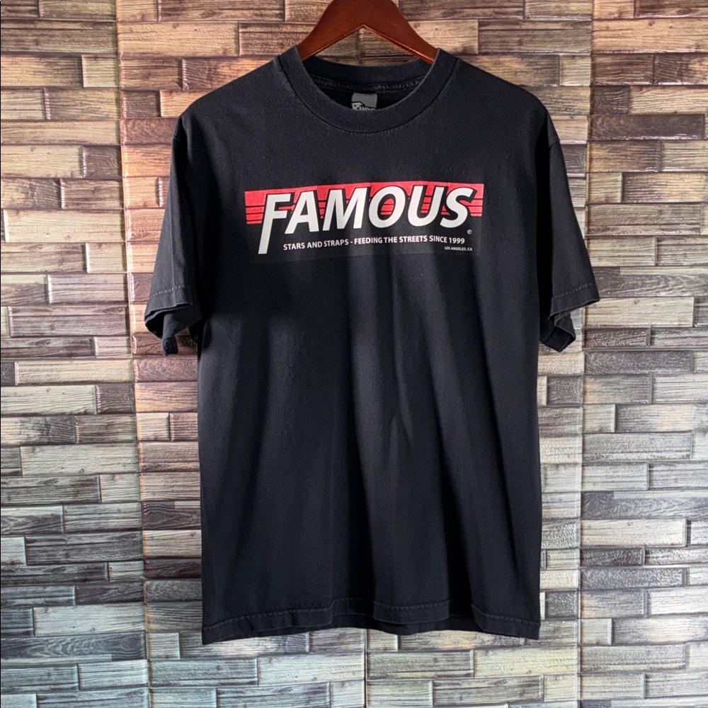 Pre Owned Vintage Famous Stars & Straps Large Black Graphic T-Shirt for Men